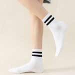 6 Pairs Fashion Striped Athletic Socks for Women - Image 2