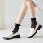 12 Pairs Women's Sheer Ruffle Socks Nude Stocking - Image 3