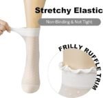 12 Pairs Women's Sheer Ruffle Socks Nude Stocking - Image 2