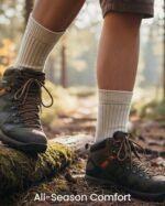 4-5 Pairs Unisex Natural 97% Cotton Crew Socks - Image 3