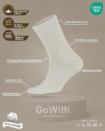 4-5 Pairs Unisex Natural 97% Cotton Crew Socks - Image 4