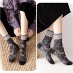 Vintage Style Crew Socks with Cute Floral Cuff for Women - Image 3