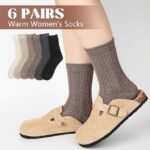 2-6 Pairs Merino Wool Warm Socks for Women, Hiking Cozy Thermal Crew Boot Socks - Image 2