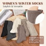2-6 Pairs Merino Wool Warm Socks for Women, Hiking Cozy Thermal Crew Boot Socks - Image 3
