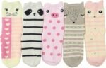 Hzcojulo Kids Toddler Big Little Girls Fashion Cotton Crew Cute Socks -5 Pairs - Image 3