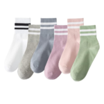 6 Pairs Fashion Striped Athletic Socks for Women