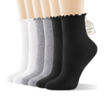 6 Pack Women's Ruffle Socks, Cotton Athletic Ankle Sock