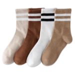 Womens Striped Crew Socks, Cotton Cozy Casual Socks