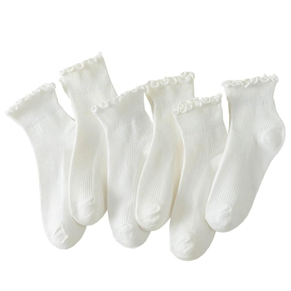 Untitled design - 2026-01-16T034621.277 6 Pairs of Ruffle Socks Women, Cute Ruffle Ankle Socks - Image 1