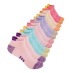 Comfoex 12 Pairs Girls Athletic Ankle Socks for 4-6 6-8 8-10 Years Old