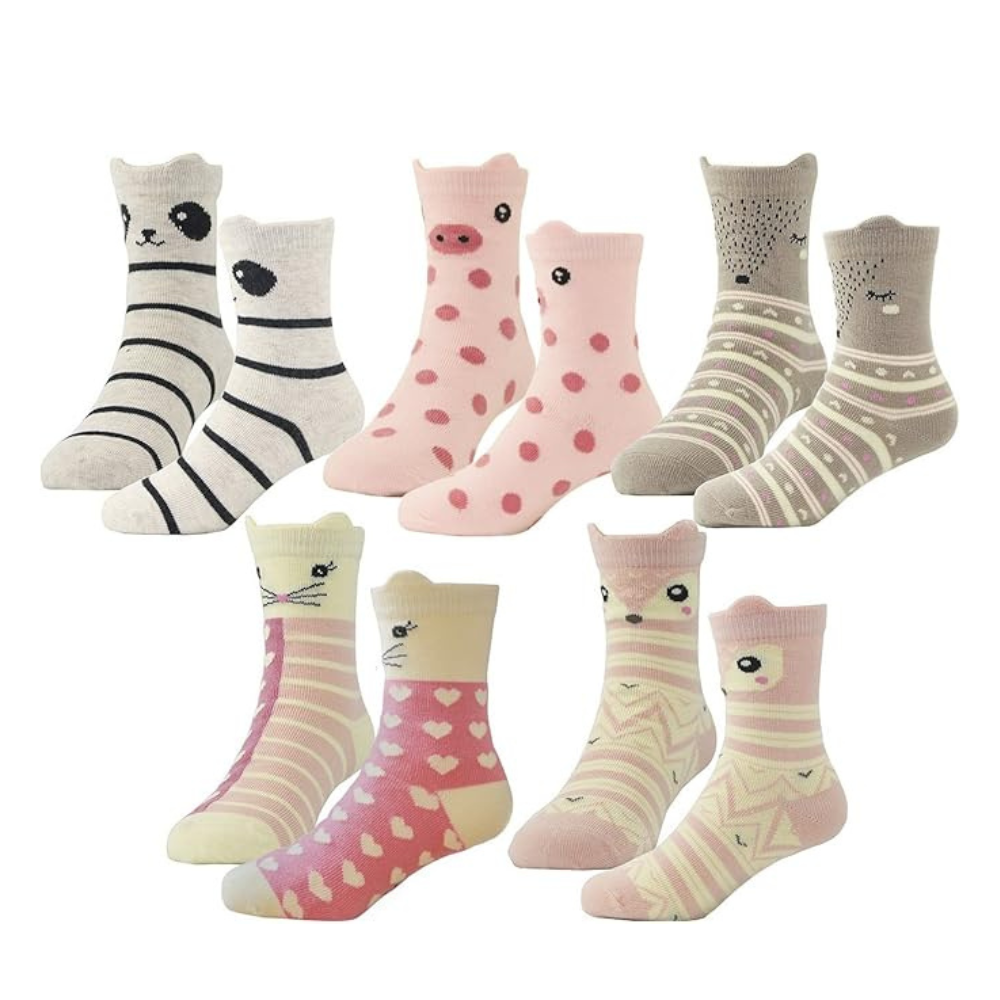 Untitled design - 2026-01-16T071544.218 Hzcojulo Kids Toddler Big Little Girls Fashion Cotton Crew Cute Socks -5 Pairs - Image 1