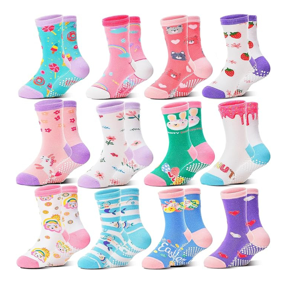 Untitled design - 2026-01-16T071738.661 Welwoos Baby Girls Toddlers Grips Socks 12 Pairs Kids - Image 1